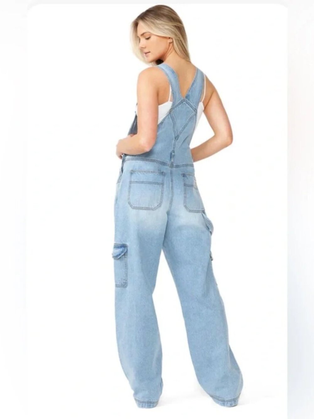 Lana Roux 90s Retro Dungaree Utility Cargo Denim Overalls XS - Picture 3 of 16